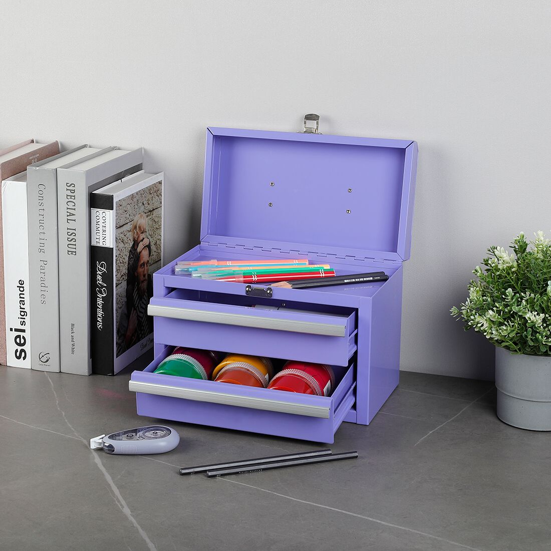ToolPRO Lavender Mini Tool Chest With Handle, , scaau_hi-res