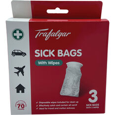 Trafalgar Travel Sick Bags & Wipes 3 Pack, , scaau_hi-res