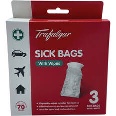 Trafalgar Travel Sick Bags & Wipes 3 Pack, , scaau_hi-res
