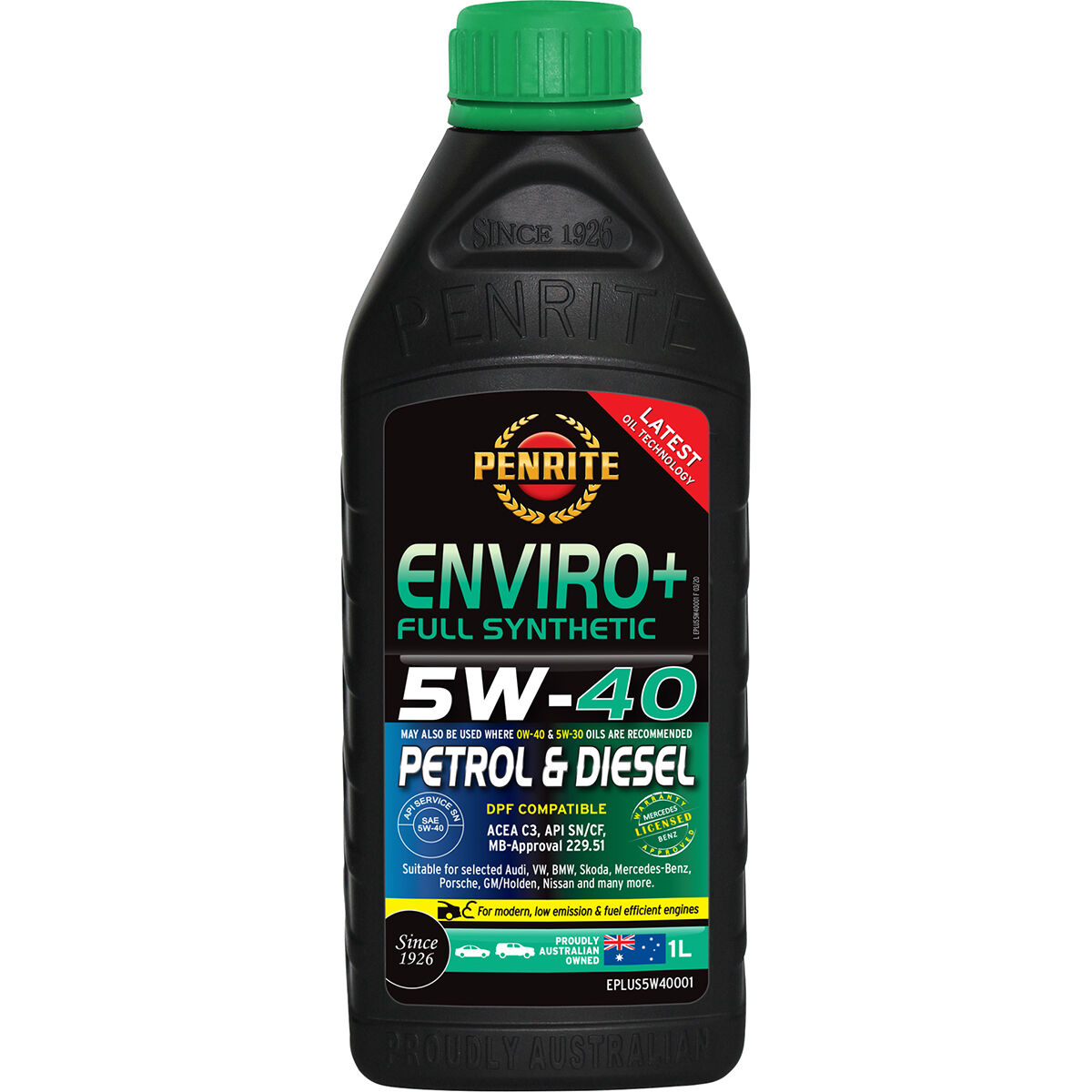Penrite Enviro+ Engine Oil - 5W-40 1 Litre, , scaau_hi-res