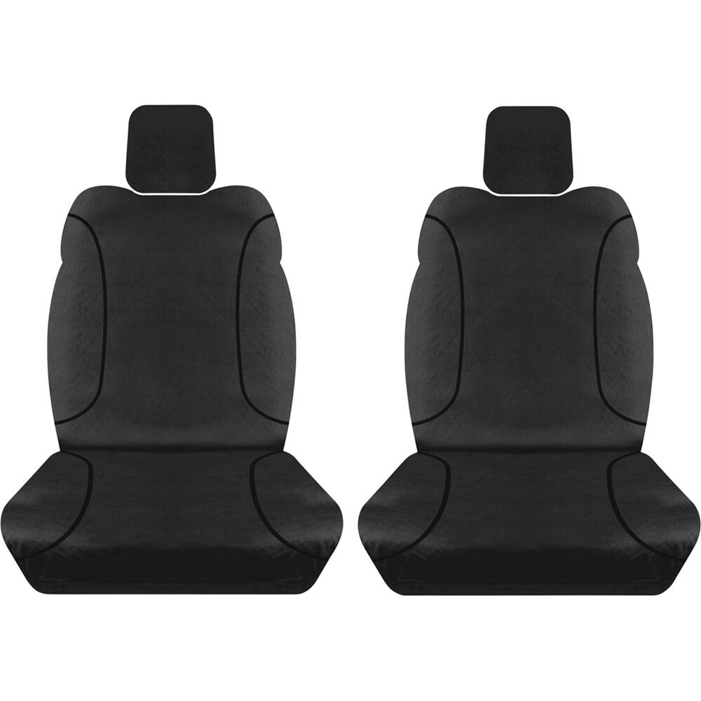 Tradies Canvas Ready Made Seat Covers Front Pair Black suits Hilux