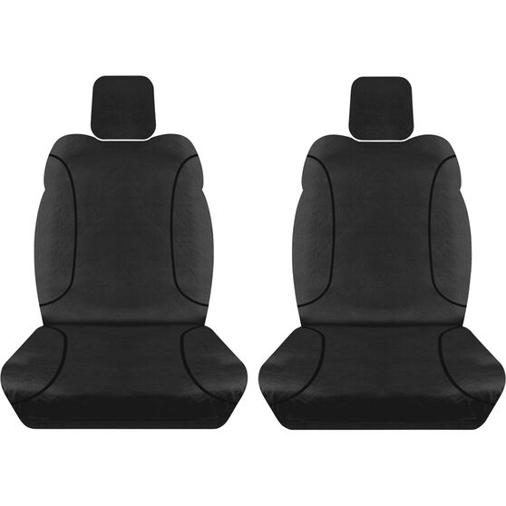 Tradies Canvas Ready Made Seat Covers Front Pair Black suits Hilux, , scaau_hi-res