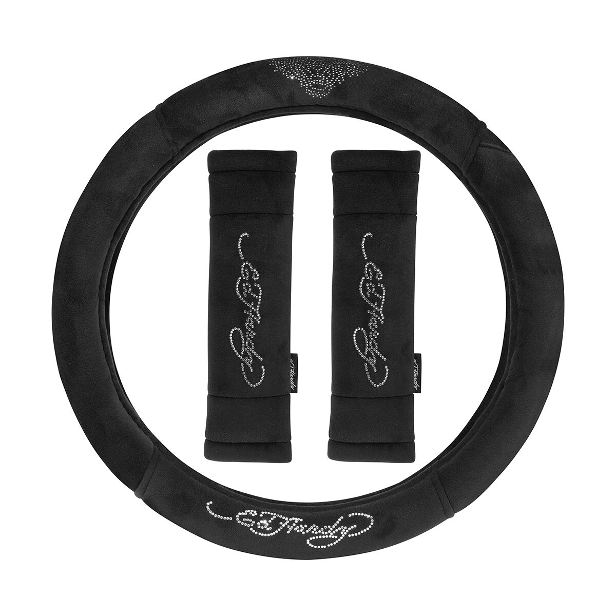 Ed Hardy Tiger Bling Steering Wheel and Belt Cover Set - Velvet, , scaau_hi-res