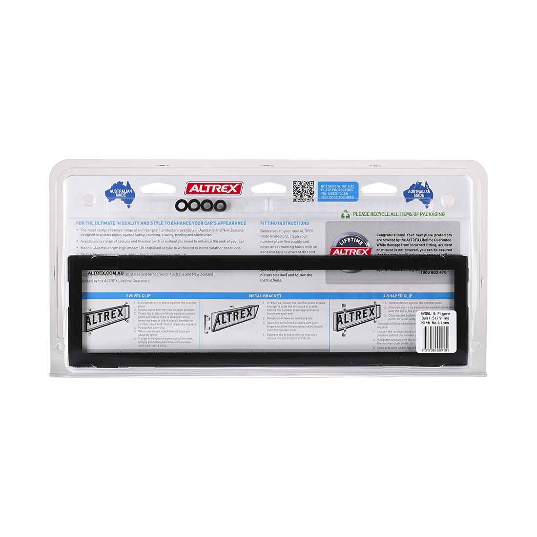 Altrex Number Plate Protector - 6 Figure Slimline Clear 6VSNL, , scaau_hi-res