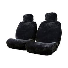 Silver CLOUDLUX Sheepskin Seat Covers - Black Adjustable Headrests Size 30 Front Pair Airbag Compatible, , scaau_hi-res
