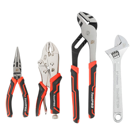 ToolPRO Plier & Adjustable Wrench Set 4 Piece