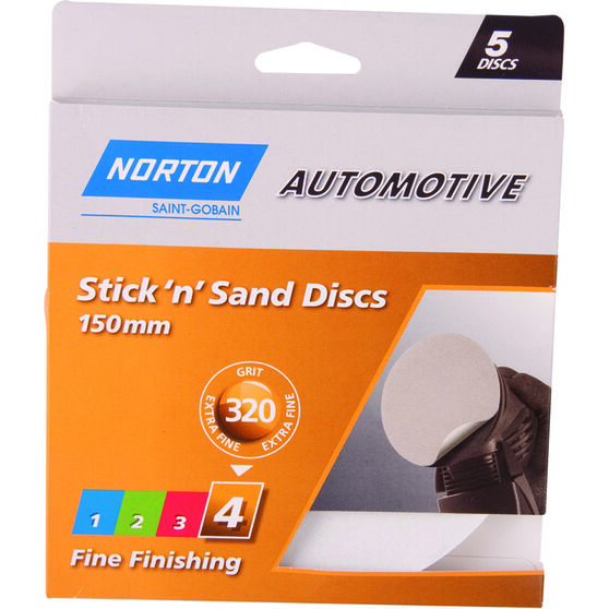 Norton 150mm Sticky Disc 320 Grit 5 Pack, , scaau_hi-res