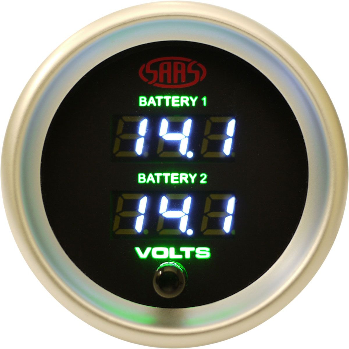 SAAS Gauge Black Face, 52mm, Digital Dual Volt, , scaau_hi-res
