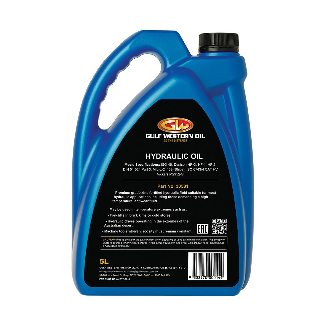 Gulf Western Superdraulic Hydraulic Oil - ISO 46, 5 Litre, , scaau_hi-res