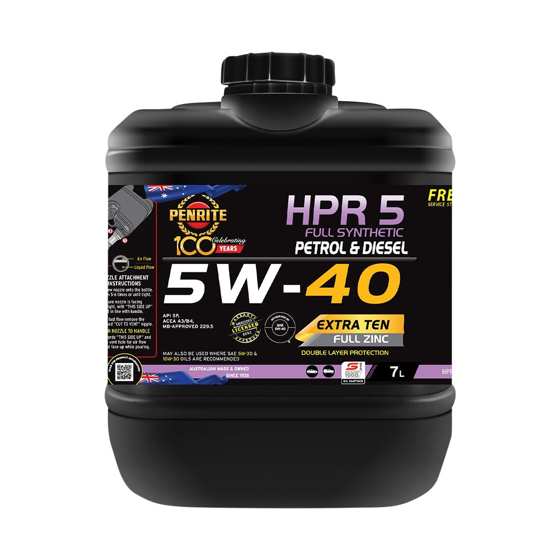 Penrite HPR 5 Engine Oil - 5W-40, 7 Litre, , scaau_hi-res