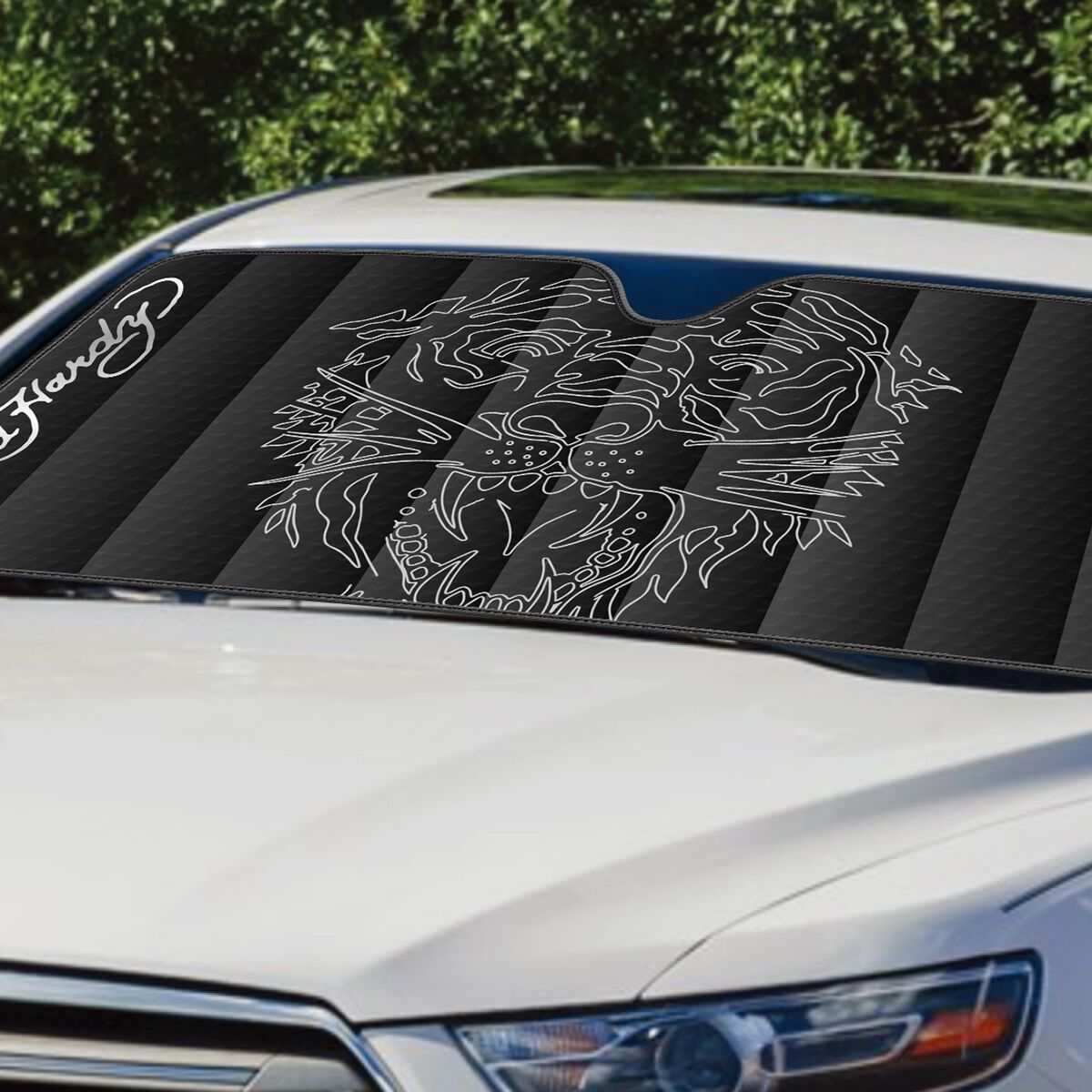 Ed Hardy Logo Sunshade - Black 68 x 150cm, , scaau_hi-res