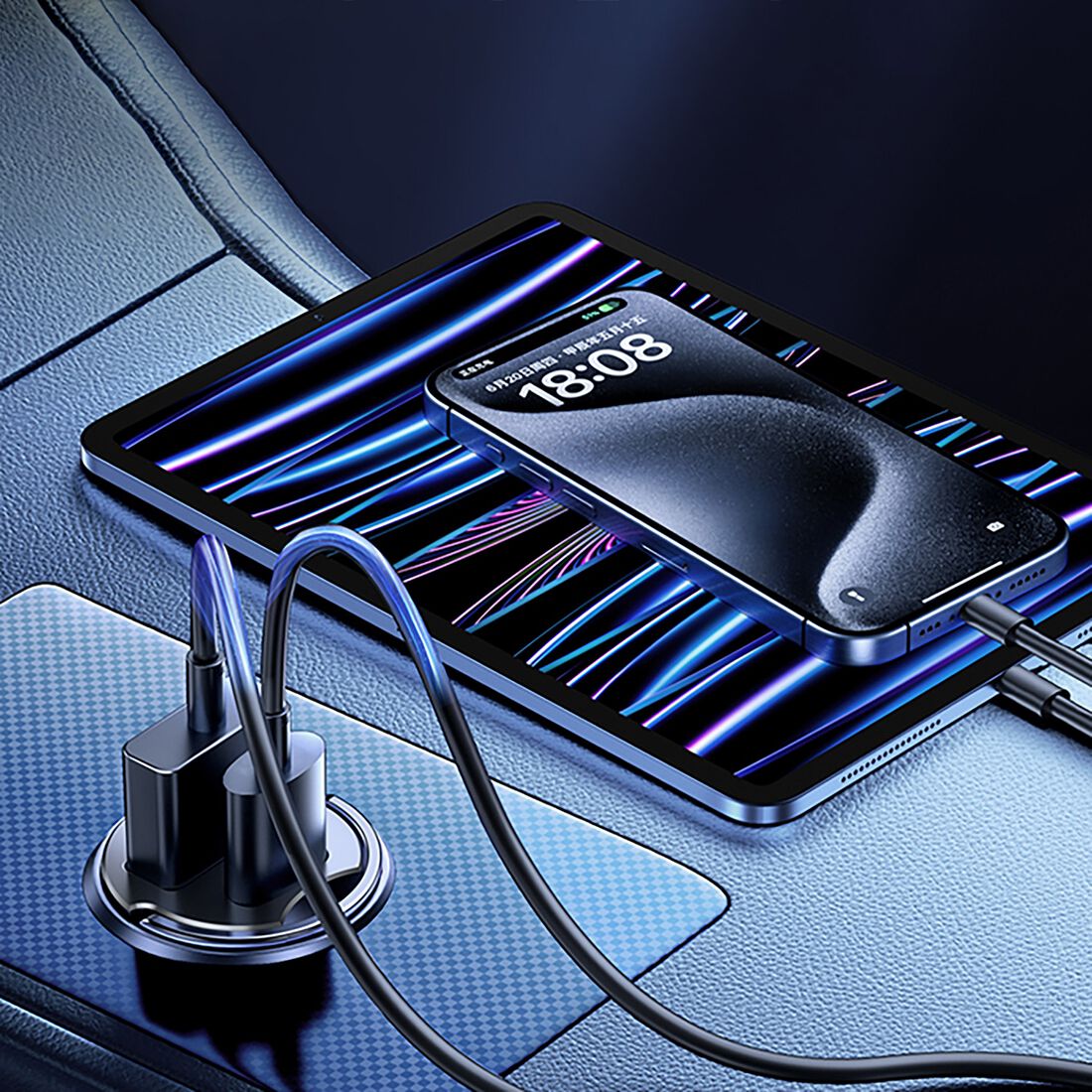 Cabin Crew 12V 30W 2 Port USB-A/USB-C In-Car Fast Charger, , scaau_hi-res