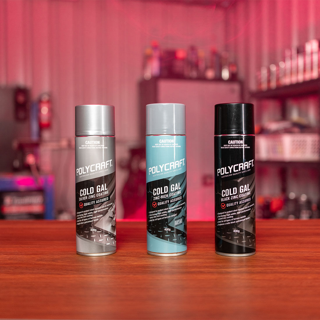 Polycraft Cold Gal Zinc Coating Black 400g, , scaau_hi-res