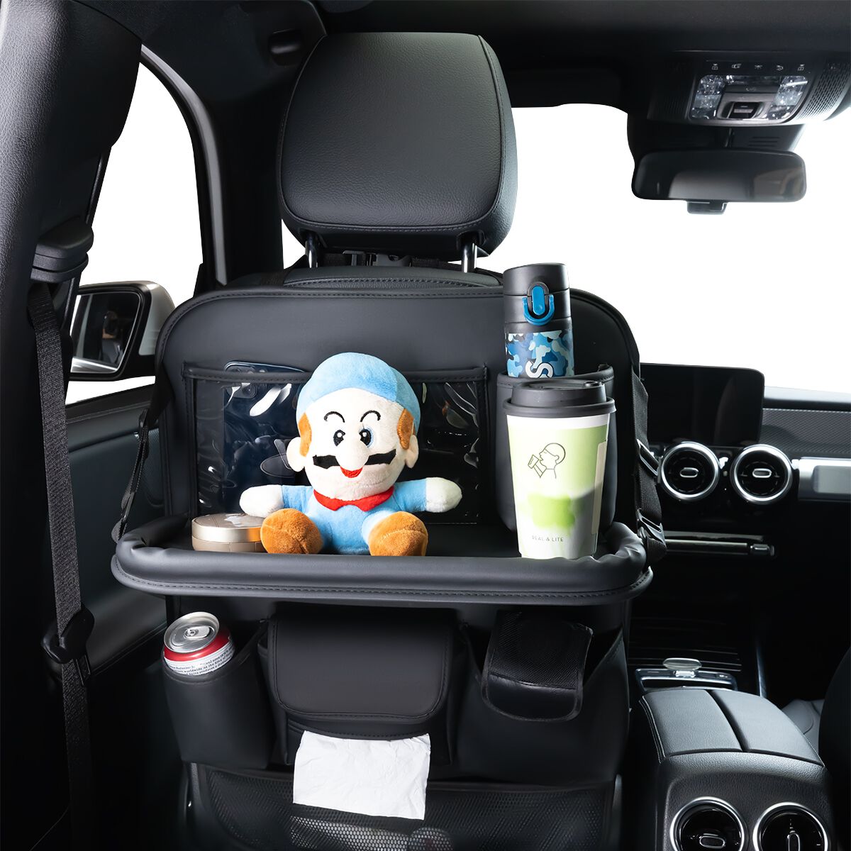 Cabin Crew Organiser with Back Seat Tray Leather Look, , scaau_hi-res