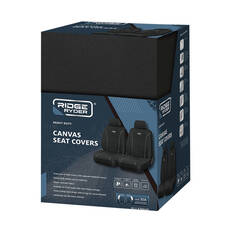 Ridge Ryder Canvas Seat Covers Black/Grey Piping Adjustable Headrests Airbag Compatible 30SAB, , scaau_hi-res