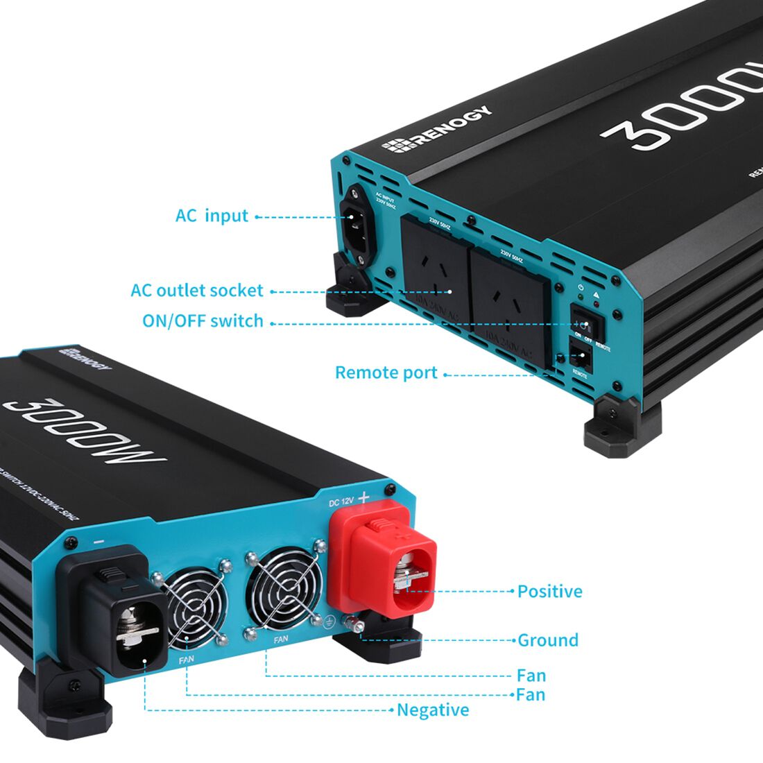 Renogy 3000W Pure Sine Wave Inverter With AC Transfer, , scaau_hi-res
