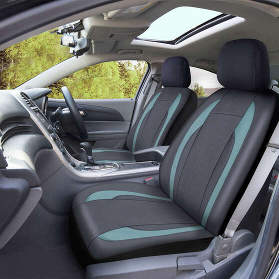 SCA Leather Look Seat Covers Olive/Black Adjustable Headrests Airbag Compatible, , scaau_hi-res