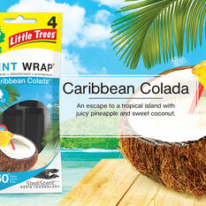 Little Trees Vent Wrap Air Freshener - Caribbean Colada 4 Pack, , scaau_hi-res
