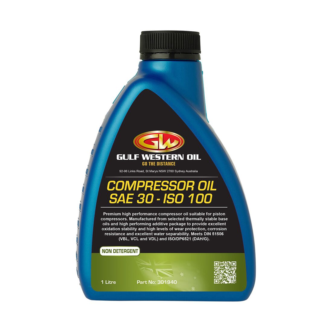 Gulf Western Air Compressor Oil - Mineral SAE 30, ISO 100, 1 Litre, , scaau_hi-res