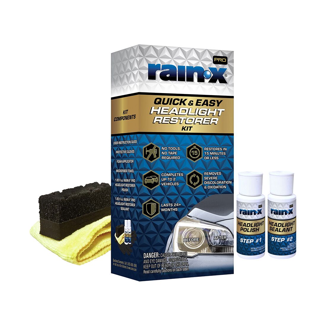 Rain-X Pro Quick and Easy Headlight Restoration Kit, , scaau_hi-res