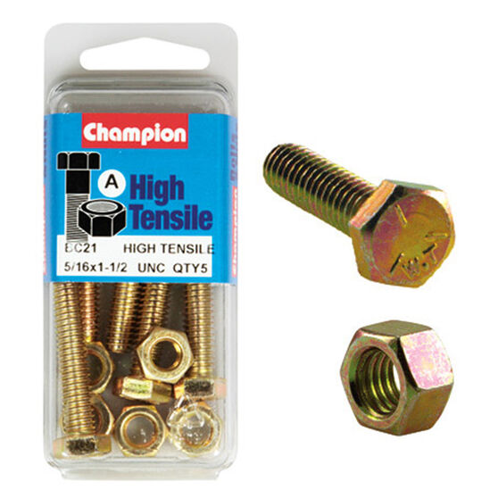Champion High Tensile Bolts And Nuts Unc 1 1 2inch X 5 16inch Supercheap Auto