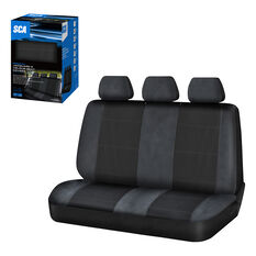 SCA Premium Jacquard and Velour Seat Covers Charcoal Rear Seat Size Adjustable Zips 06H, , scaau_hi-res