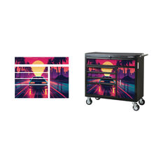 ToolPRO Tool Cabinet Magnet Fascia Set - Retro Synth Sunset, Suits 41" Cabinet, , scaau_hi-res