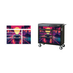 ToolPRO Tool Cabinet Magnet Fascia Set - Retro Synth Sunset, Suits 41" Cabinet, , scaau_hi-res