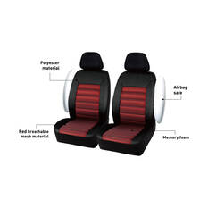 SCA Memory Foam Seat Covers Red Adjustable Headrests Airbag Compatible, , scaau_hi-res