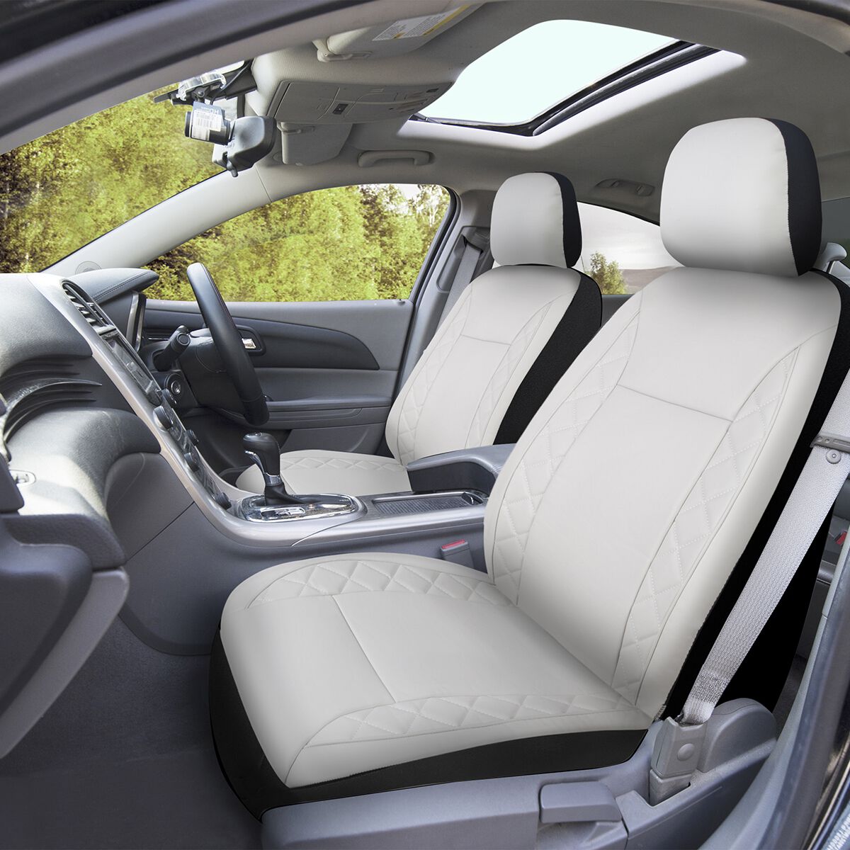SCA Leather Look White Quilted Seat Cover, , scaau_hi-res