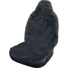 SCA Sheepskin Seat Cover - Charcoal Built-in Headrests Size 60 Single Airbag Compatible, , scaau_hi-res
