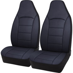 SCA Leather Look Seat Covers Black, Build-In Headrests, Size 60, Front Pair, Airbag Compatible, , scaau_hi-res