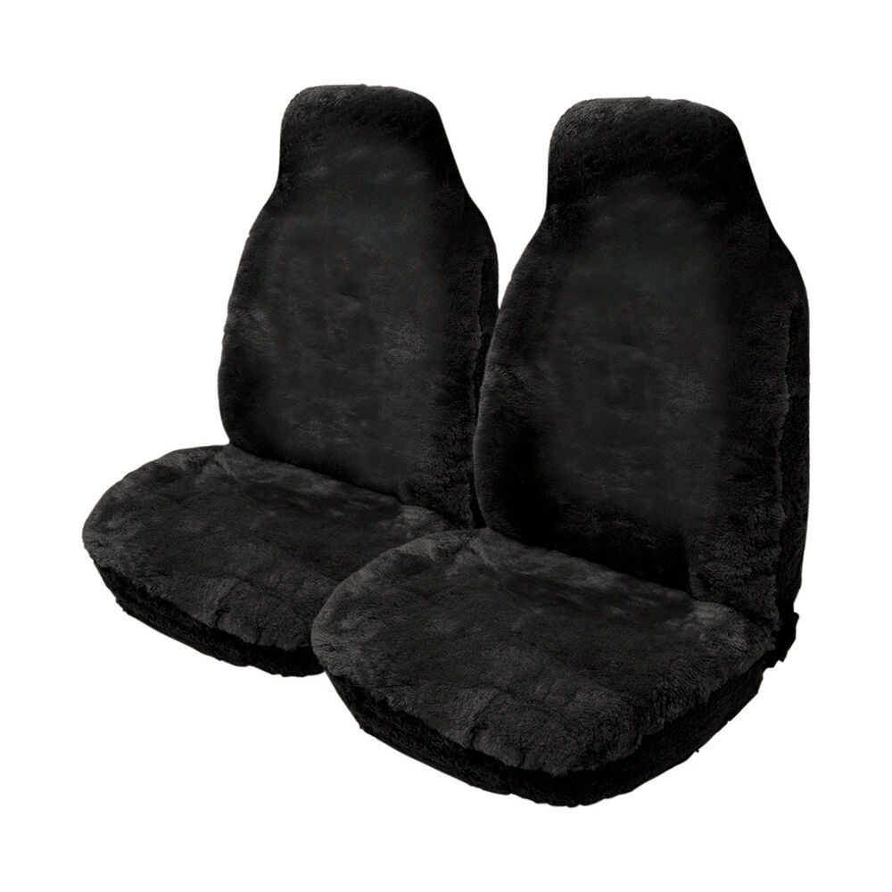 Gold CLOUDLUX Sheepskin Seat Covers Black Builtin Headrests Size 60