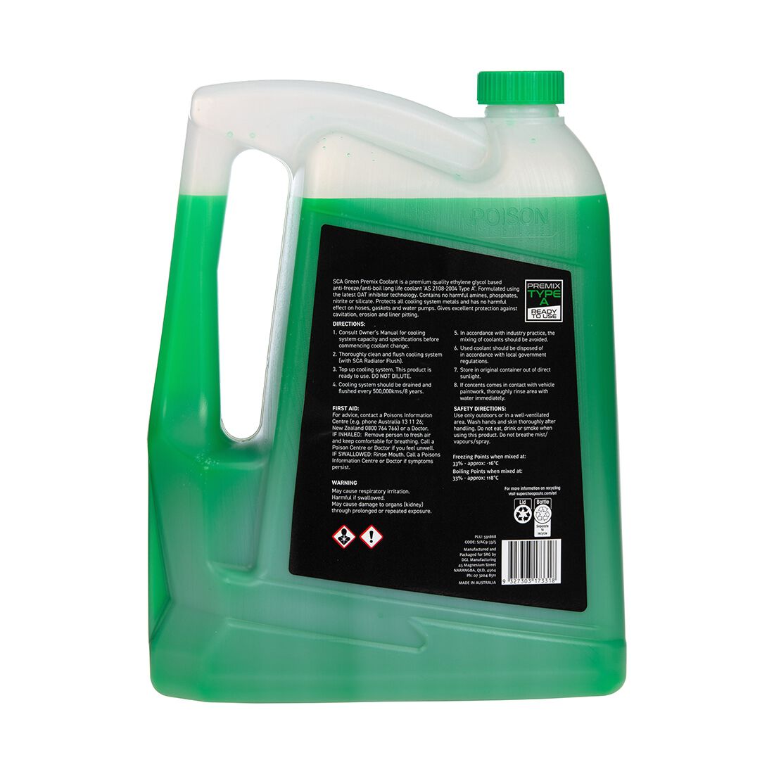 SCA Green Long Life Coolant Premix - 5 Litres, , scaau_hi-res