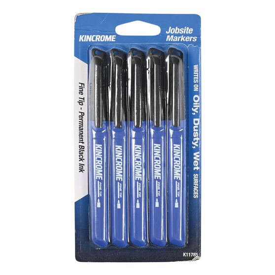 Kincrome Permanent Markers 5 Pack Black & Fine Tip, , scaau_hi-res
