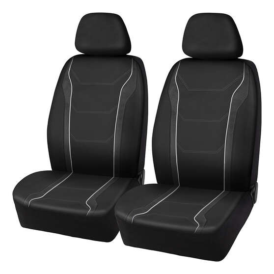 SCA Sports Leather Look Carbon Seat Covers Black Adjustable