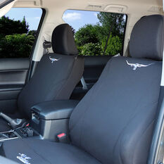 R.M. Williams Neoprene Seat Cover Black Adjustable Headrests Size 30 Front Pair Airbag Compatible, , scaau_hi-res