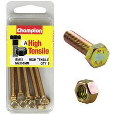 Champion High Tensile Bolts and Nuts - M5 X 50, , scaau_hi-res