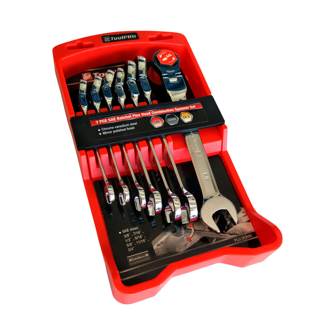 ToolPRO Ratchet Spanner Set Flex Head SAE 7 Piece, , scaau_hi-res