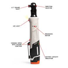 ToolPRO 12V Brushless 1/2" Ratchet Wrench, , scaau_hi-res