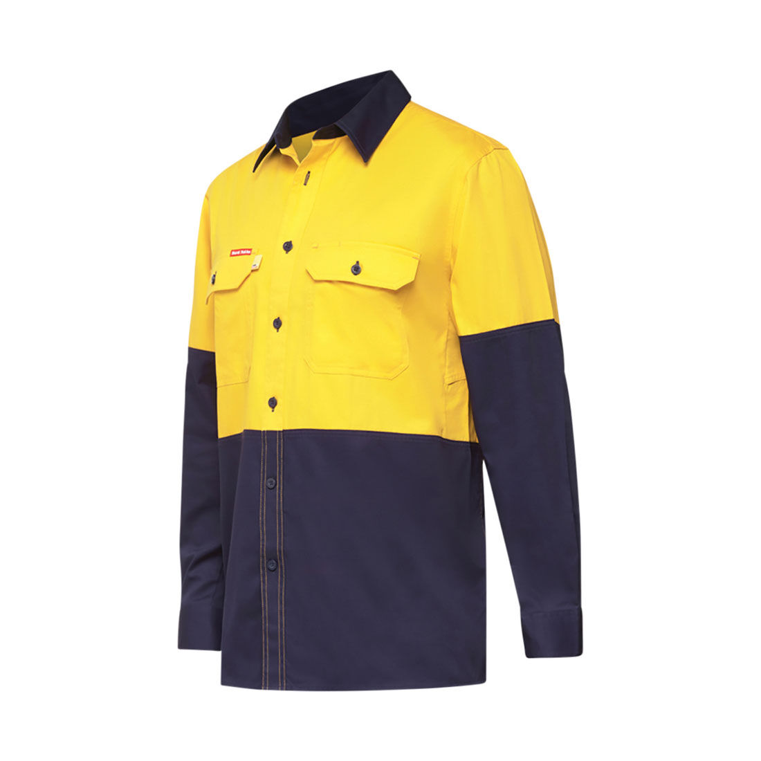 Hard Yakka Koolgear Hi Vis 2Tone Vented Long-Sleeved Yellow/Navy Yellow M, Yellow, scaau_hi-res