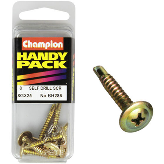 Champion Self Drilling Screws - 8G X 25, BH286, Handy Pack, , scaau_hi-res