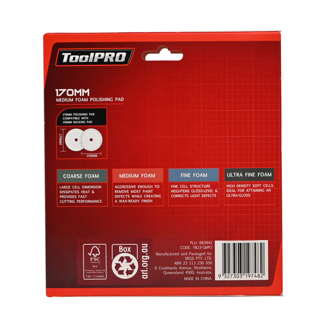 ToolPRO 170mm Medium Foam Polishing Pad  Orange, , scaau_hi-res