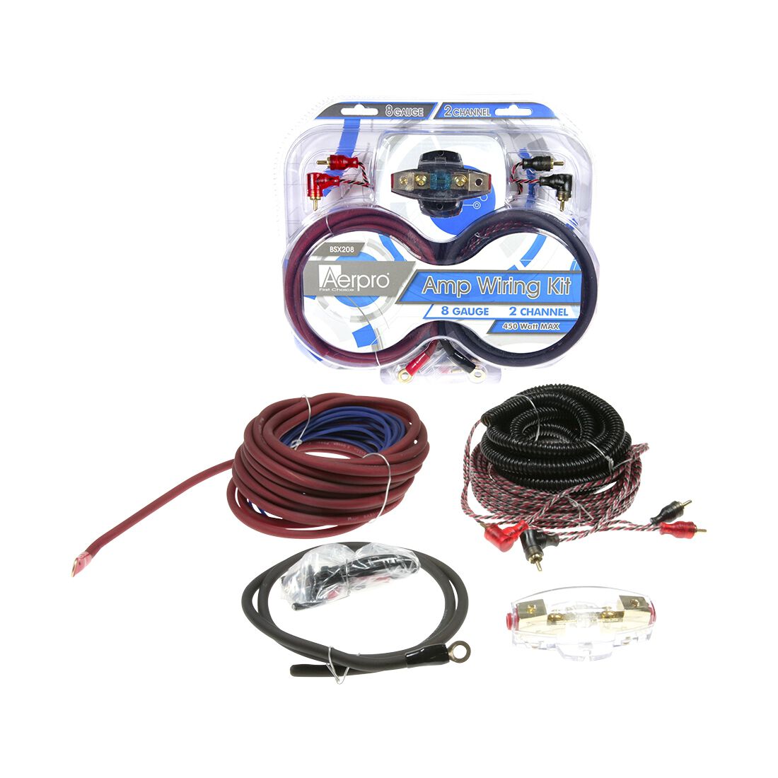 Aerpro 8 Gauge 2 Channel Amp Install Kit - Wiring Kit - BSX208, , scaau_hi-res