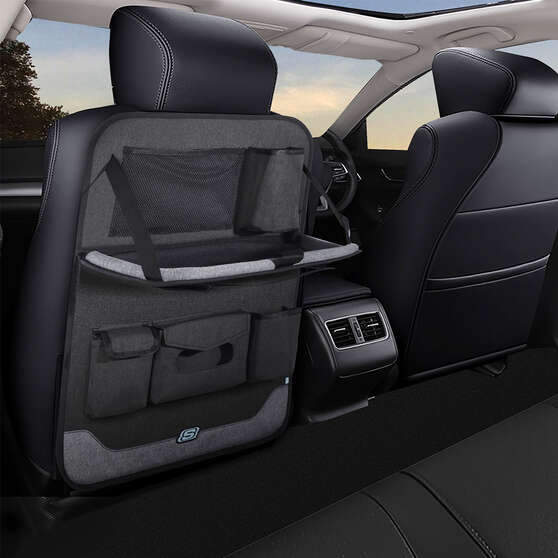 Skechers Kids Back Seat Organiser with Tray Grey, , scaau_hi-res