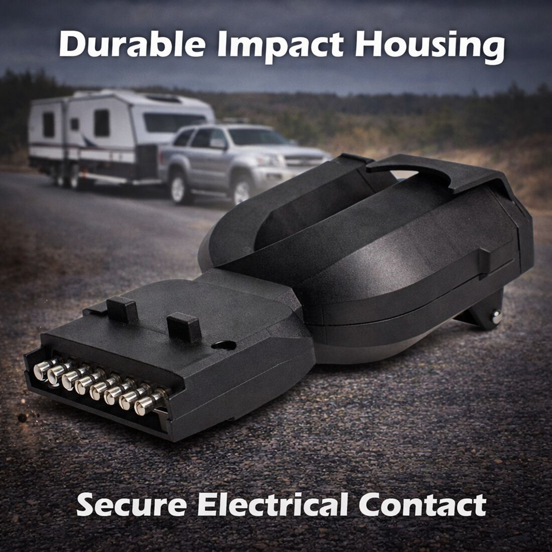 SCA Trailer Adaptor 3 Way 7 Pin Flat Socket to 7 Pin Small Round Plug, 7 Pin Large Round Plug, , scaau_hi-res