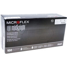 MICROFLEX Midknight Black PF Nitrile Gloves 100 pack Large, , scaau_hi-res