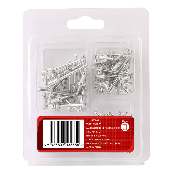 ToolPRO Aluminium Rivets Assorted 100 Piece | Supercheap Auto