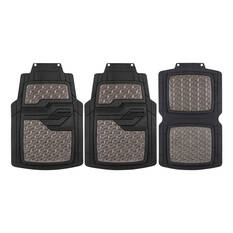 SCA Checkerplate Pattern Car Floor Mats PVC Gun Metal Grey Set of 4, , scaau_hi-res