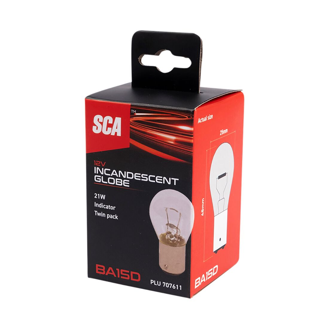 SCA Incandescent Globe - P21W 12V 21W  - 2 Pack, , scaau_hi-res
